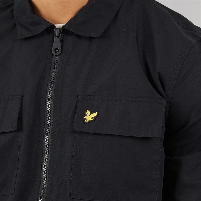 Lyle And Scott Vintage Mens Cotton Overshirt Jet Black - Image 5
