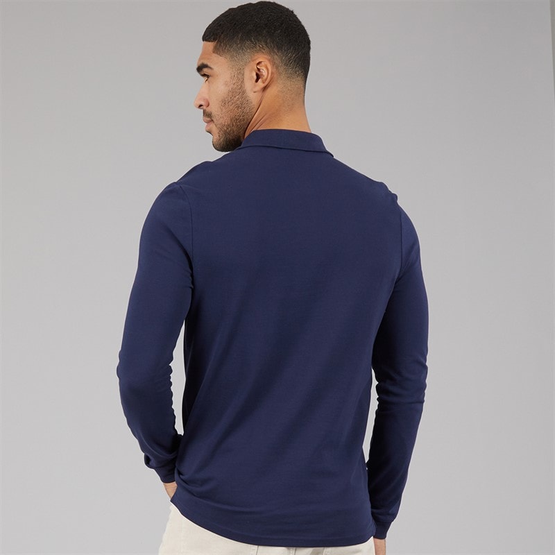 Lyle And Scott Vintage Mens Long Sleeve Polo Shirt Navy - Image 2