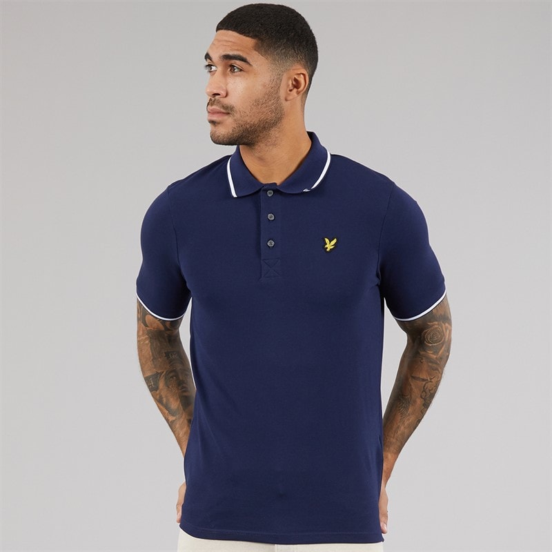 Lyle And Scott Vintage Mens Tipped Polo Shirt Navy/White - Image 1