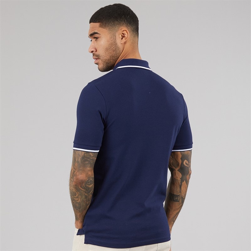 Lyle And Scott Vintage Mens Tipped Polo Shirt Navy/White - Image 2