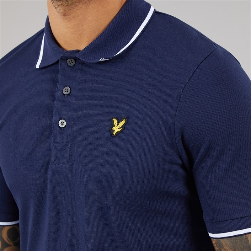 Lyle And Scott Vintage Mens Tipped Polo Shirt Navy/White - Image 3