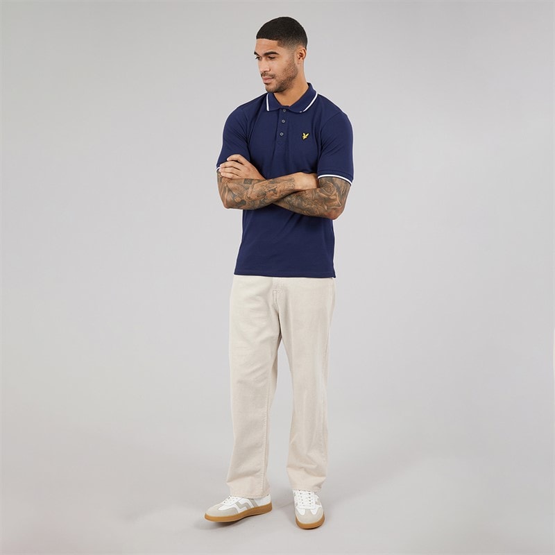 Lyle And Scott Vintage Mens Tipped Polo Shirt Navy/White - Image 4
