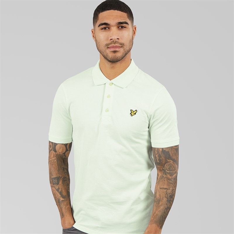 Lyle And Scott Vintage Mens Plain Polo Shirt Blue Ice