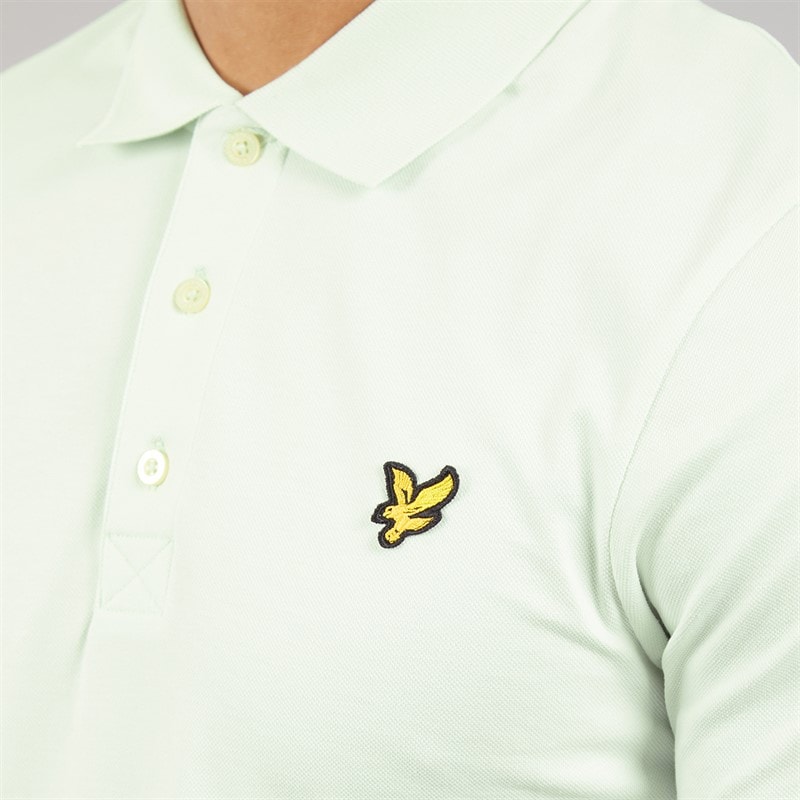 Lyle And Scott Vintage Mens Plain Polo Shirt Blue Ice - Image 3