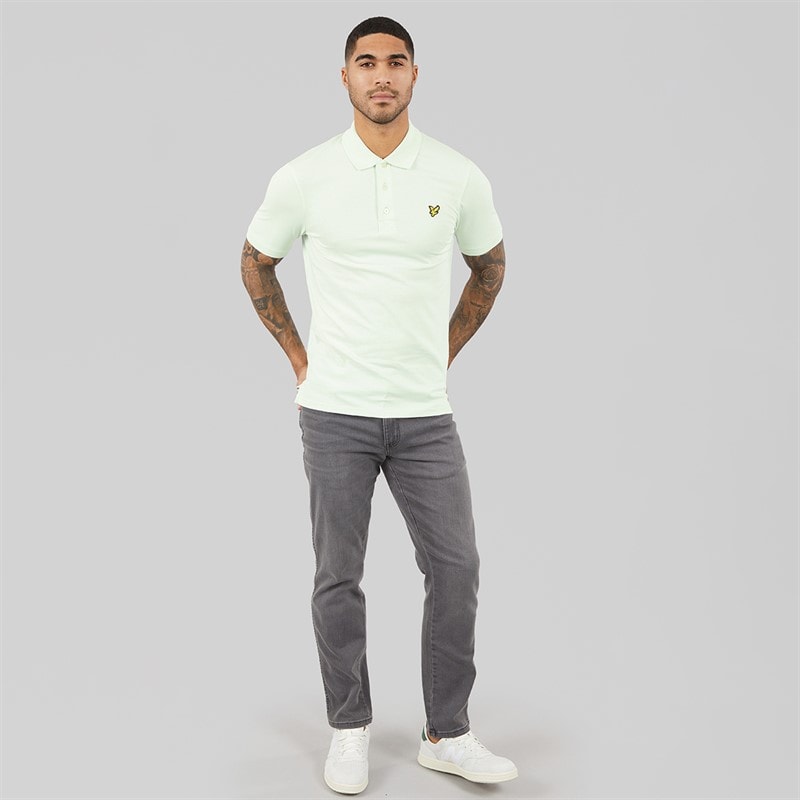 Lyle And Scott Vintage Mens Plain Polo Shirt Blue Ice - Image 4