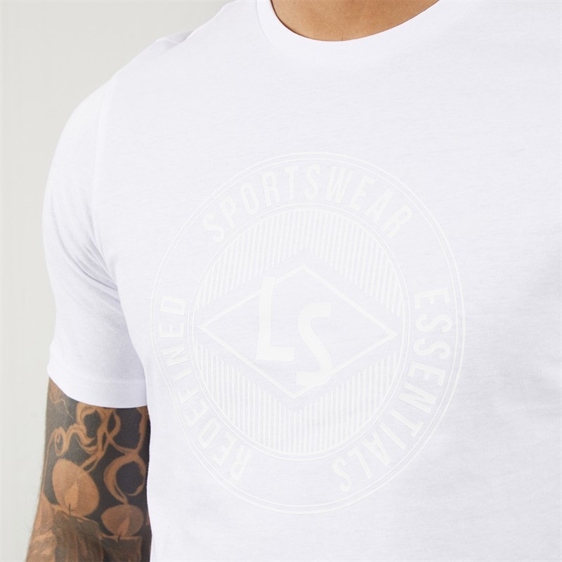 Lyle And Scott Vintage Mens Redefined Graphic T-Shirt White - Image 3