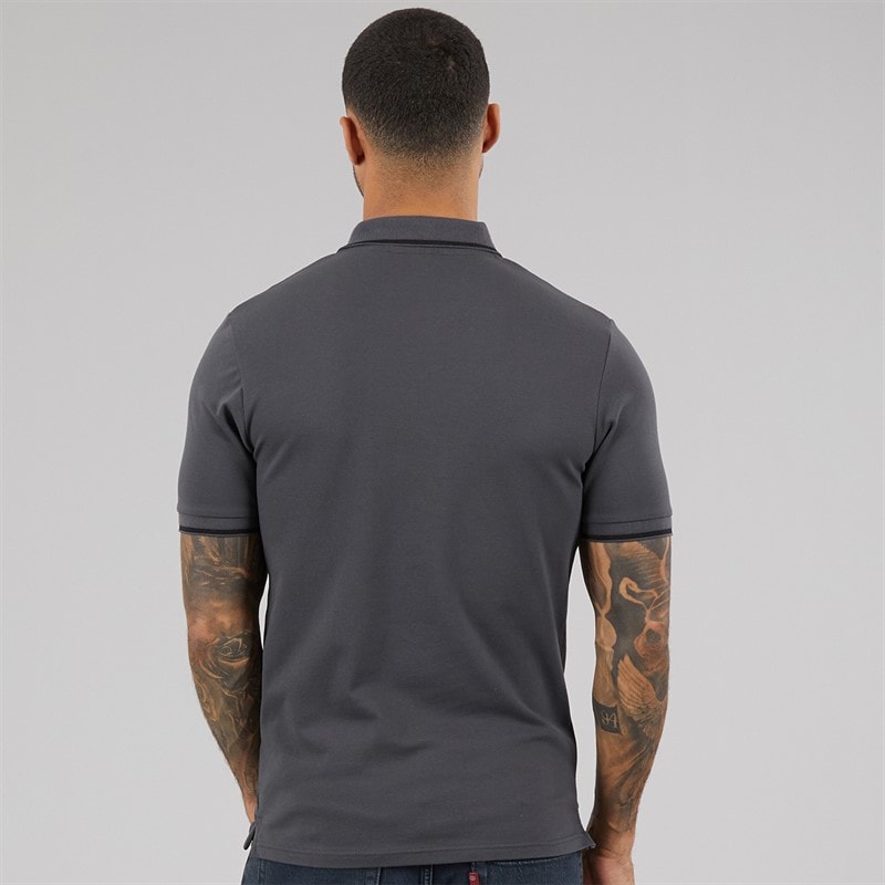 Lyle And Scott Vintage Mens Tipped Polo Shirt Gunmetal/Jet Black - Image 2