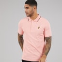 Lyle And Scott Vintage Mens Tipped Polo Shirt Pink Grapefruit/Jet Black