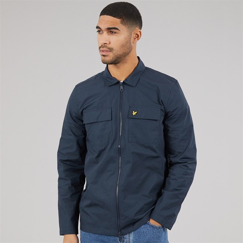 Lyle And Scott Vintage Mens Cotton Overshirt Dark Navy - Image 3