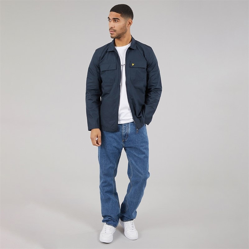 Lyle And Scott Vintage Mens Cotton Overshirt Dark Navy - Image 4