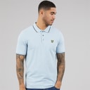 Lyle And Scott Vintage Mens Tipped Polo Shirt Opal Blue/Jet Black