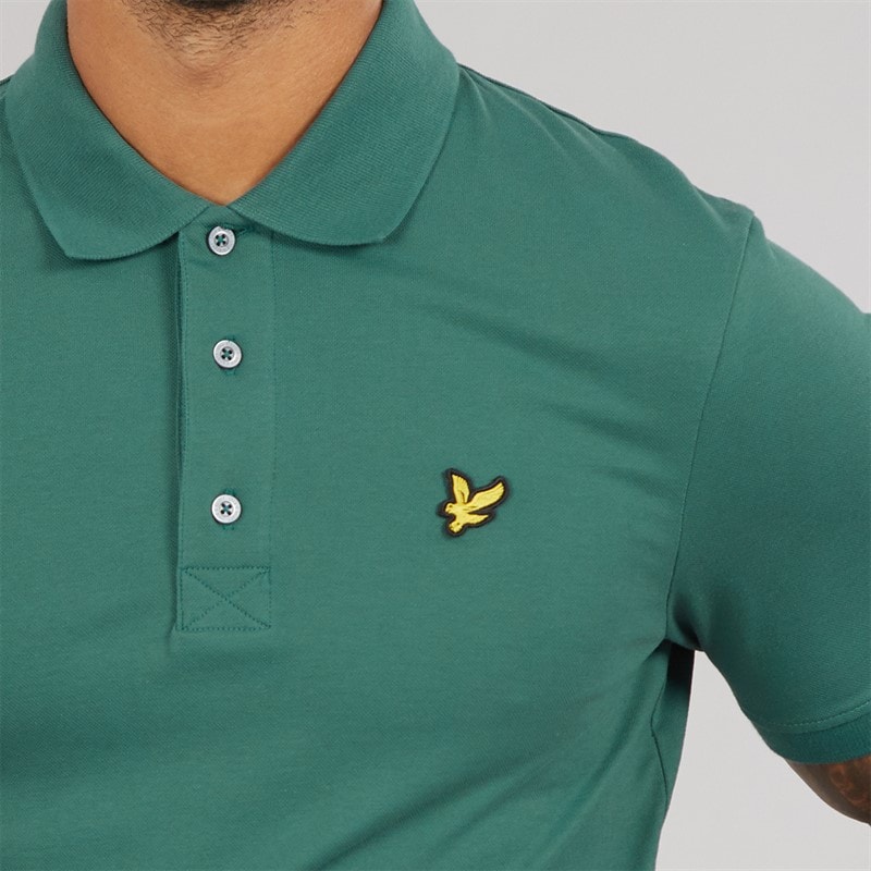 Lyle And Scott Vintage Mens Plain Polo Shirt Everglade - Image 3