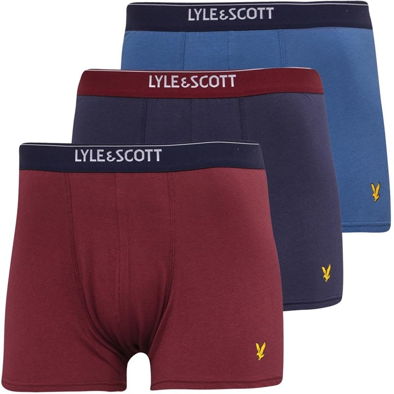 Lyle And Scott Vintage Mens Fergus Three Pack Boxers Federal Blue/Peacoat/Zinfandel
