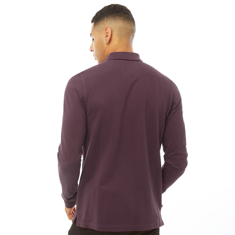 LUKE 1977 Mens Williams Long Sleeve Pique Polo Shiraz - Image 2