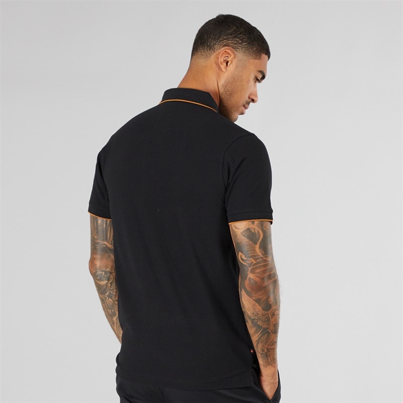 LUKE 1977 Mens Ricky Pique Polo Shirt Black - Image 2