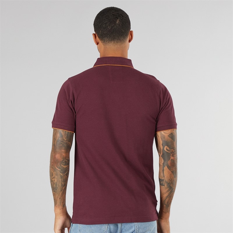 LUKE 1977 Mens Ricky Pique Polo Shirt Shiraz - Image 2
