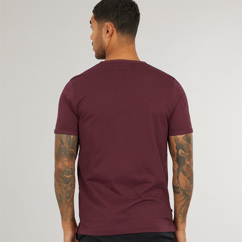 LUKE 1977 Mens Calvia Crew Chevron T-Shirt Claret/Blue B - Image 2
