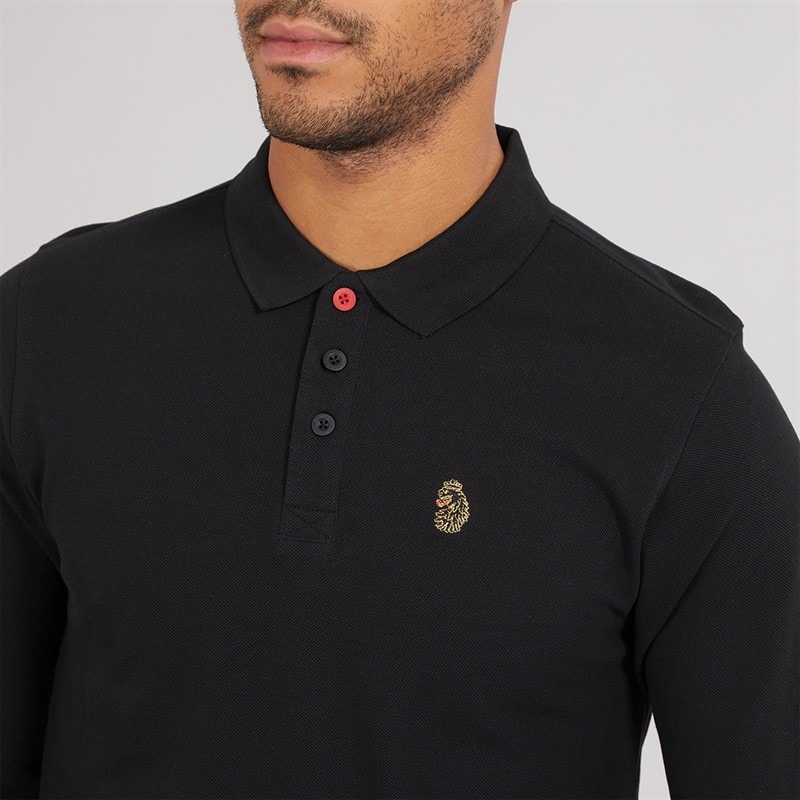 Luke 1977 Mens Williams Long Sleeve Polo Shirt Black B - Image 3
