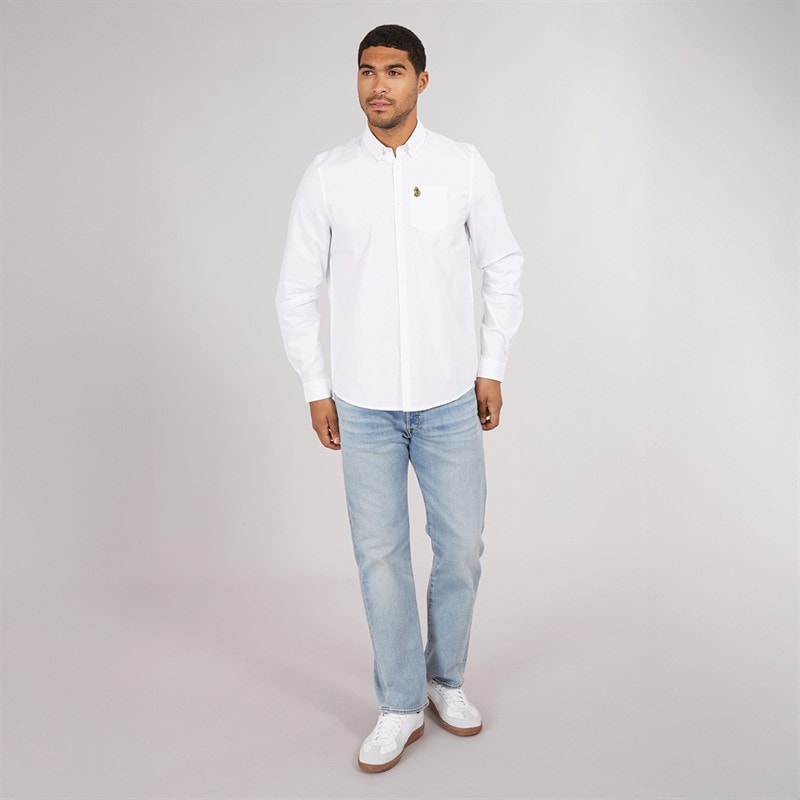 LUKE 1977 Mens Telford Long Sleeve Shirt White - Image 3