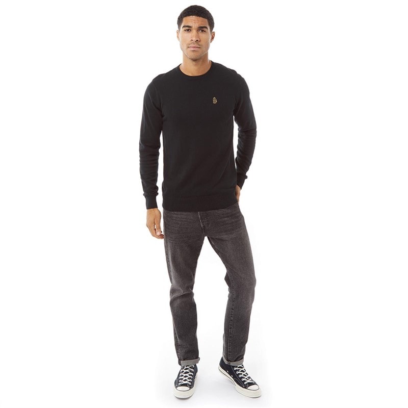 LUKE 1977 Mens Gerard 3 Crew Neck Knitted Jumper Black B - Image 3