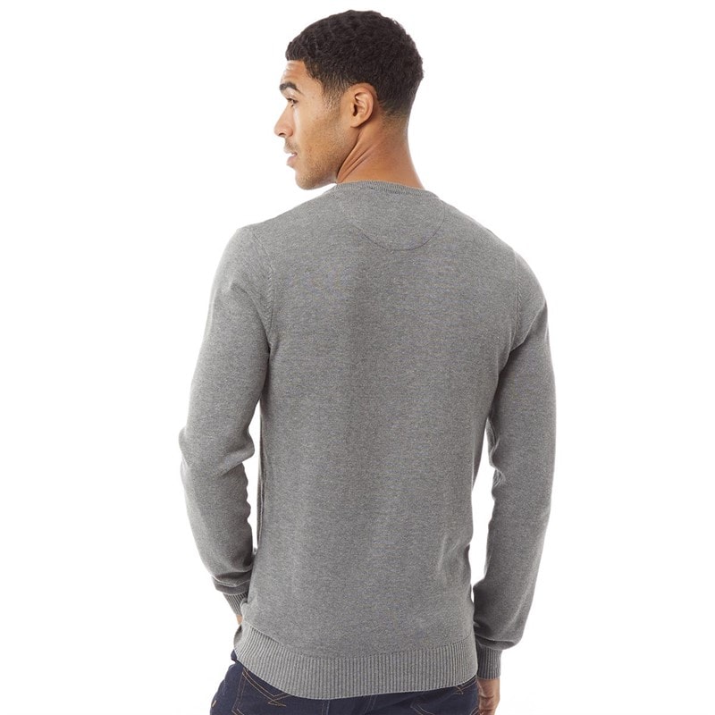 LUKE 1977 Mens Gerard 3 Crew Neck Knitted Jumper Mid Grey B - Image 2