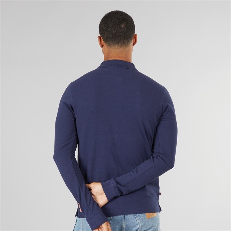 LUKE 1977 Mens Williams Long Sleeve Polo Shirt Navy - Image 2