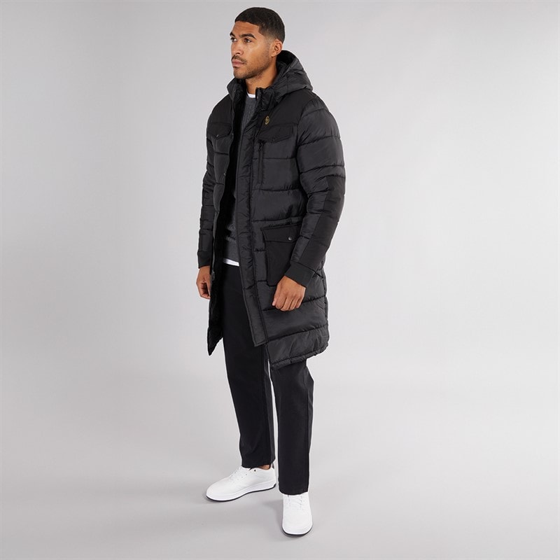 LUKE 1977 Mens Dreward Long Line Hooded Jacket Black - Image 4