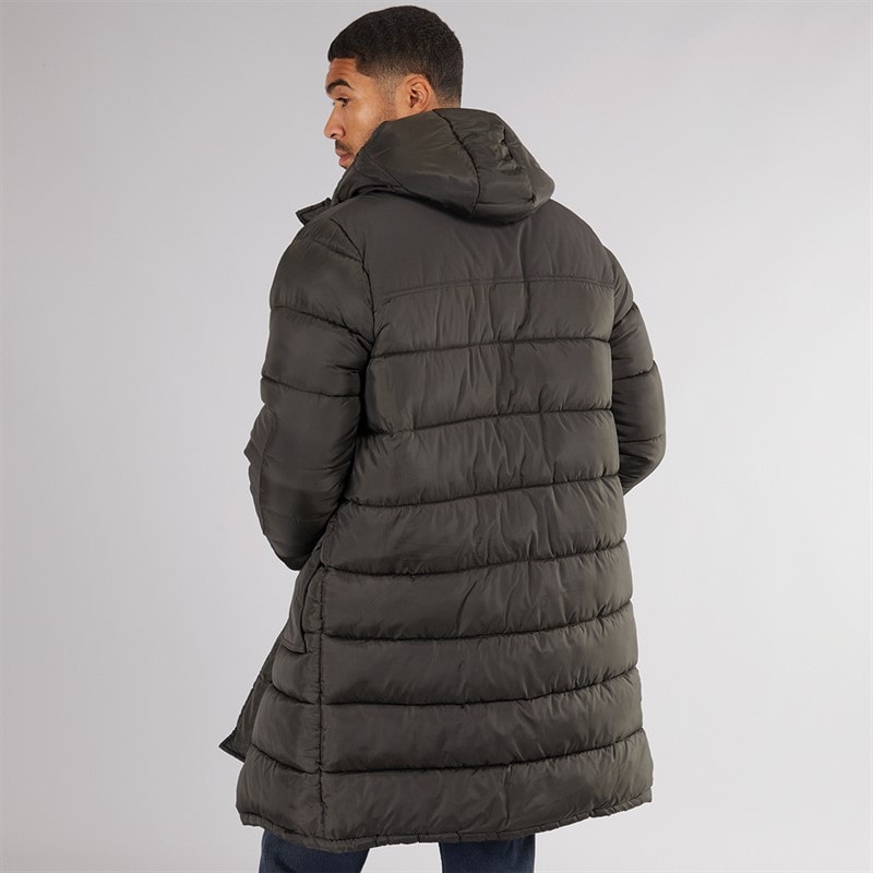 LUKE 1977 Mens Dreward Long Line Hooded Jacket Olive - Image 2