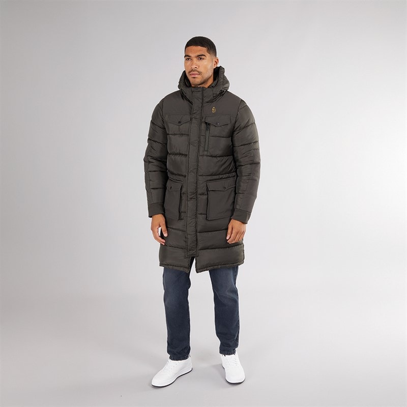 LUKE 1977 Mens Dreward Long Line Hooded Jacket Olive - Image 4