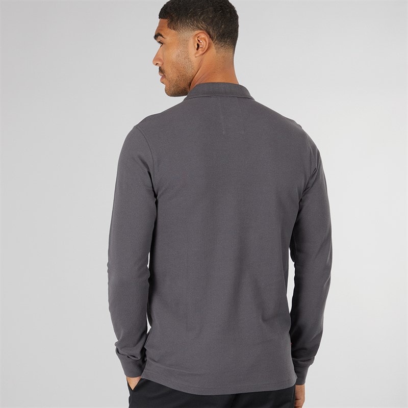 LUKE 1977 Mens Williams Long Sleeve Polo Shirt Charcoal - Image 2