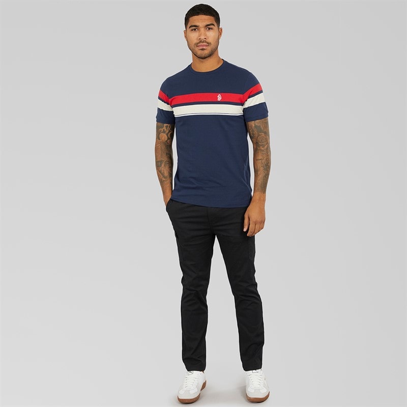 LUKE 1977 Mens Rio De Brazillia T-Shirt Navy/Marina Red/Stone - Image 3