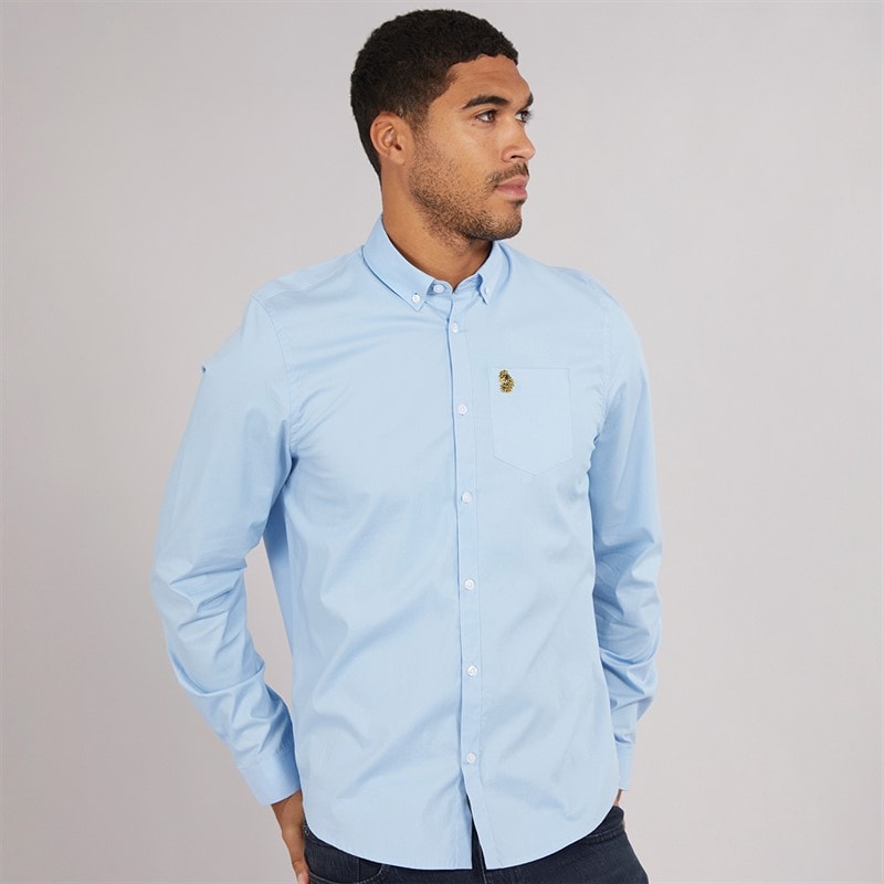 LUKE 1977 Mens Telford Long Sleeve Shirt Sky - Image 1