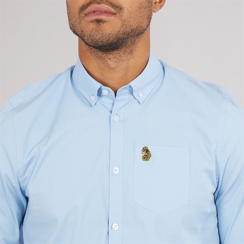 LUKE 1977 Mens Telford Long Sleeve Shirt Sky - Image 3