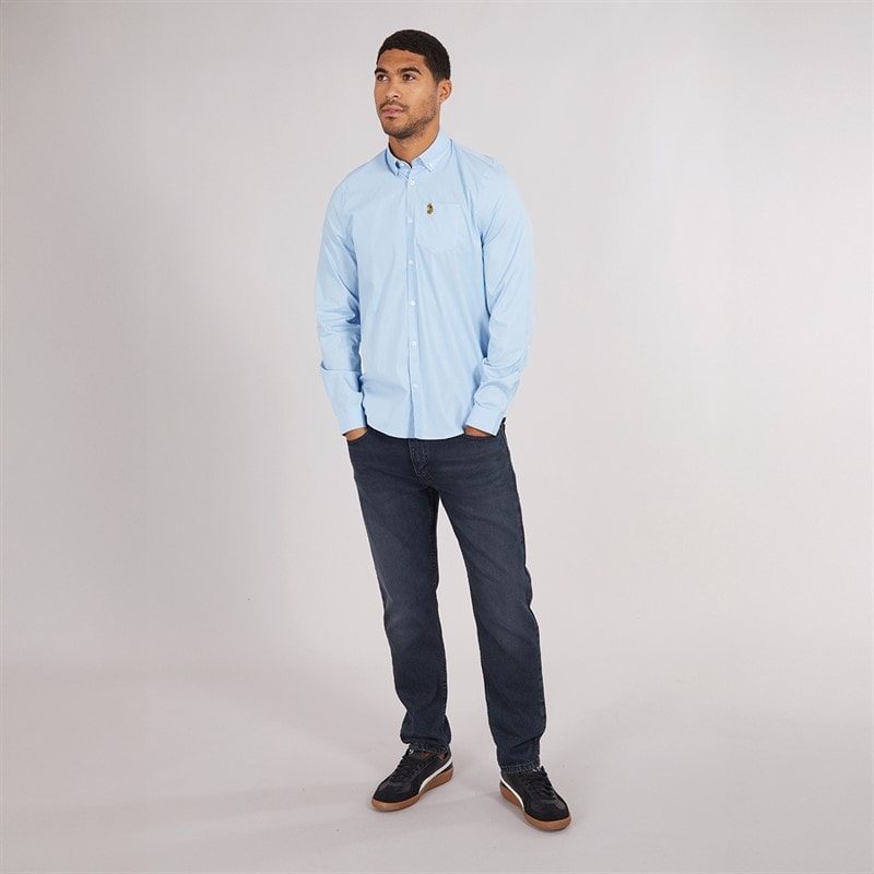 LUKE 1977 Mens Telford Long Sleeve Shirt Sky - Image 4