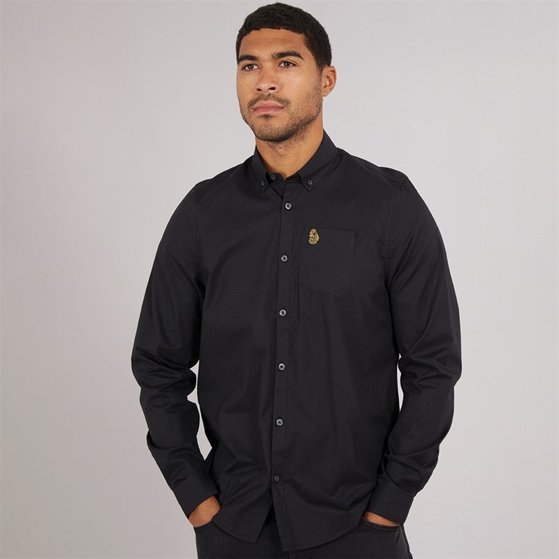 LUKE 1977 Mens Telford Long Sleeve Shirt Black - Image 1