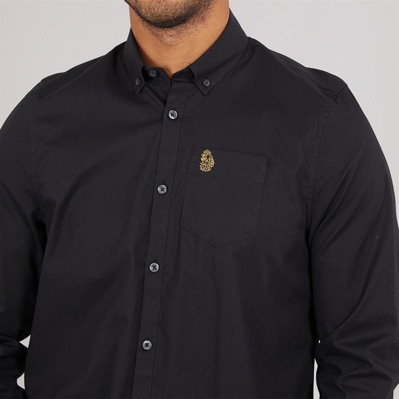 LUKE 1977 Mens Telford Long Sleeve Shirt Black - Image 3