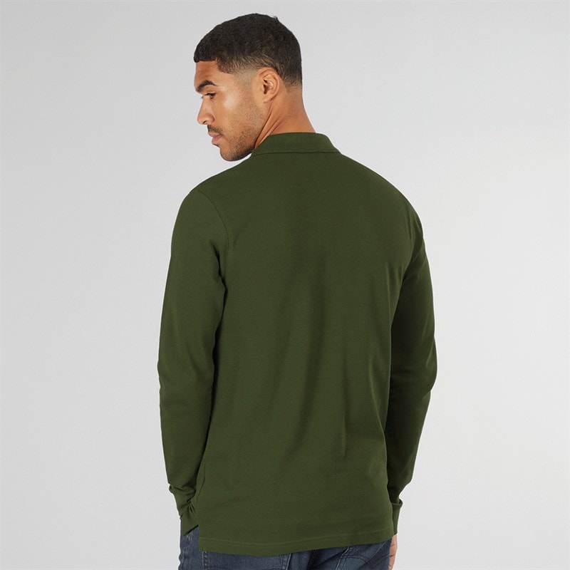 LUKE 1977 Mens Williams Long Sleeve Polo Shirt Rifle Green - Image 2
