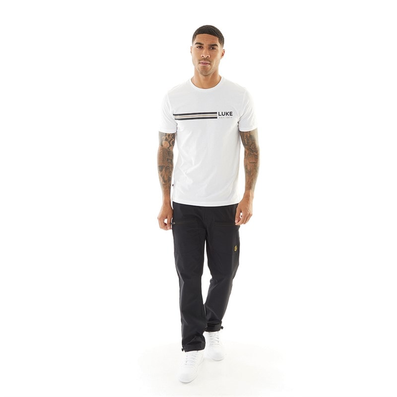 LUKE 1977 Mens Block Stripe T-Shirt White - Image 4
