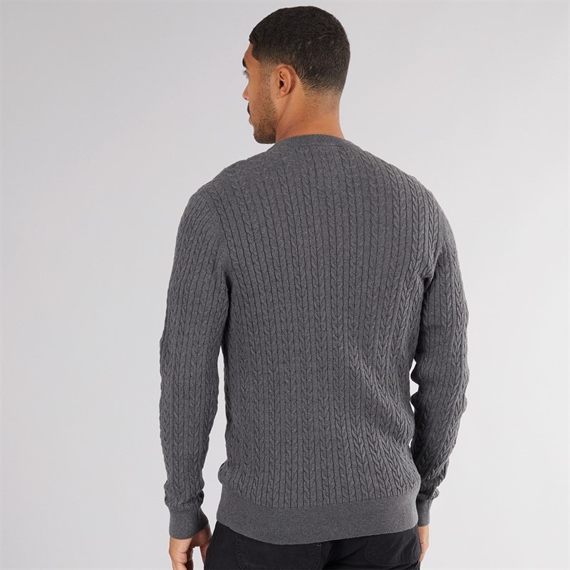 LUKE 1977 Mens Horton 1000 Cable Knit Jumper Charcoal - Image 2