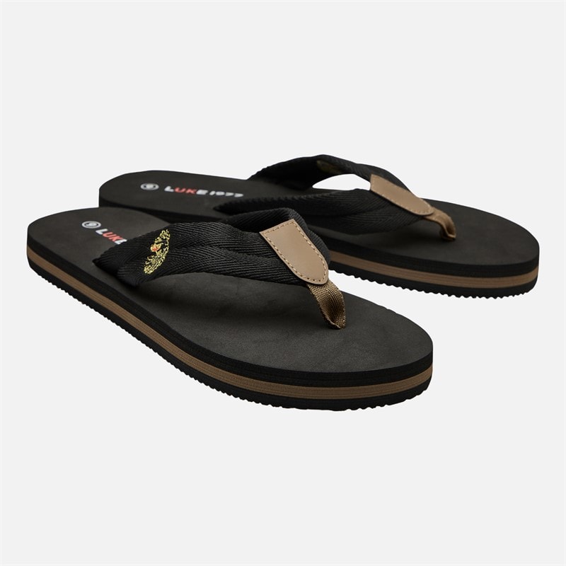 LUKE 1977 Mens Benn Flip Flops Black/Hardnut - Image 1