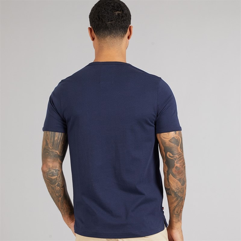 LUKE 1977 Mens Calvia Crew Chevron T-Shirt Dark Navy/Sky - Image 2