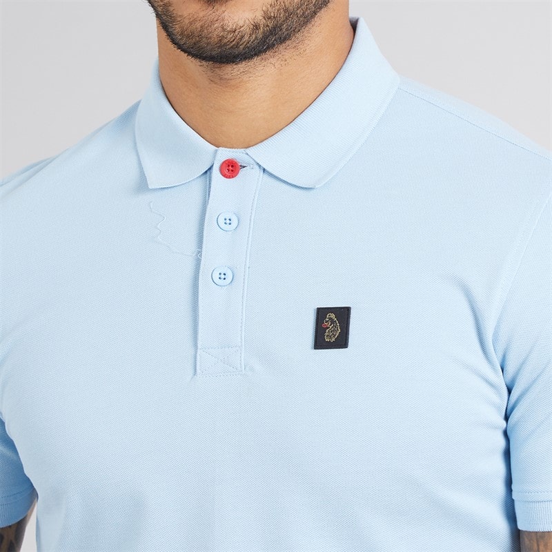 LUKE 1977 Mens Williams 2500 Polo Shirt Sky Blue Skyblue - Image 3