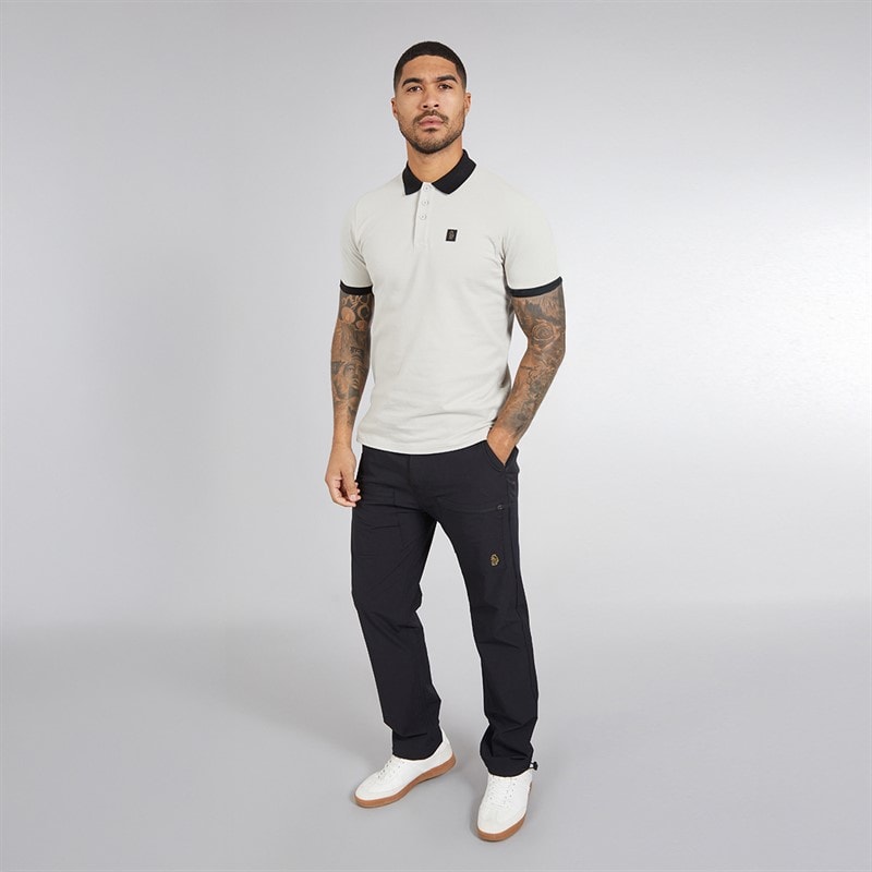 LUKE 1977 Mens Williams Contrast Polo Shirt Ice Grey - Image 3