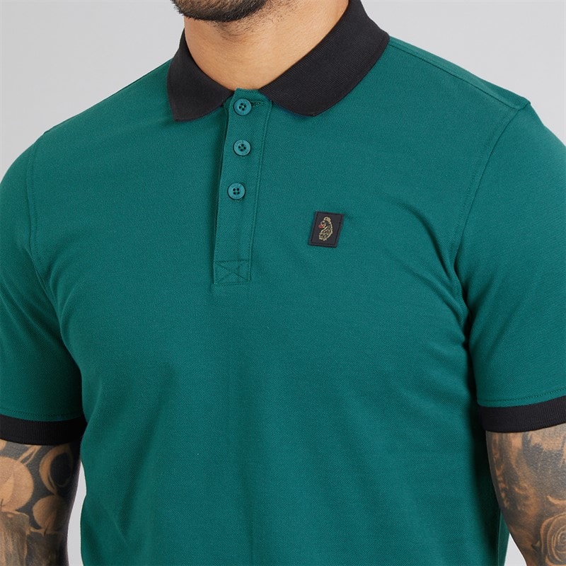 LUKE 1977 Mens Williams Contrast Polo Shirt Atlantic - Image 3
