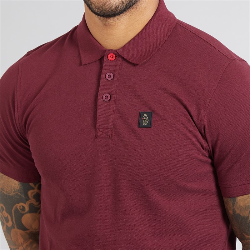 LUKE 1977 Mens Williams 2500 Polo Shirt Claret - Image 3