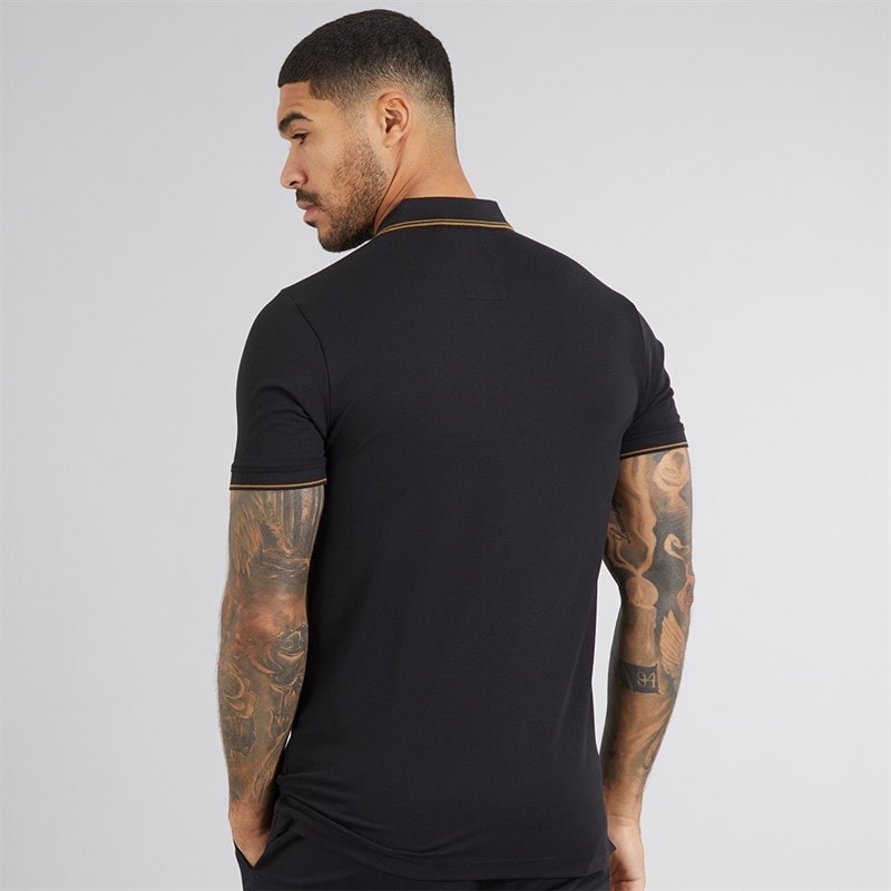 LUKE 1977 Mens Texas Tip Polo Shirt Black - Image 2