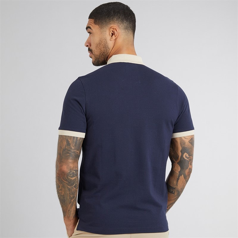 LUKE 1977 Mens Williams Contrast Polo Shirt Dark Navy - Image 2