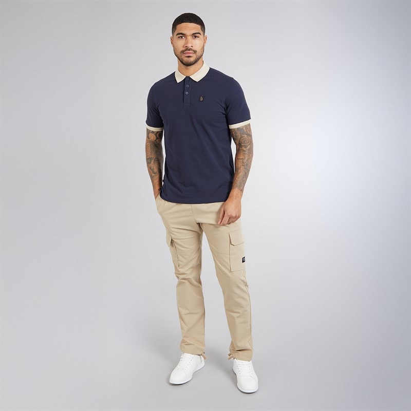 LUKE 1977 Mens Williams Contrast Polo Shirt Dark Navy - Image 4