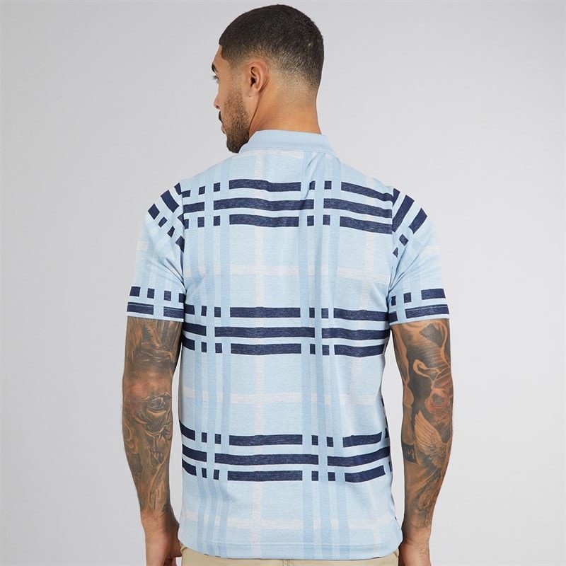 LUKE 1977 Mens Castle Polo Shirt Sky Check - Image 2