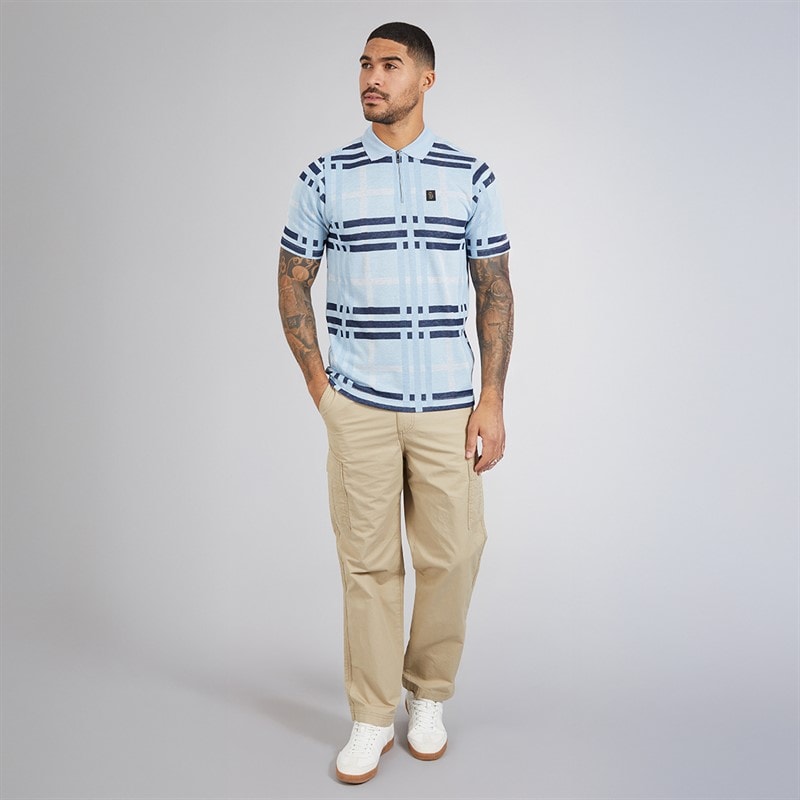 LUKE 1977 Mens Castle Polo Shirt Sky Check - Image 4